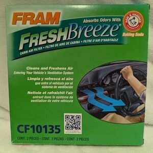 FRAM Fresh Breeze Cabin Air Filter CF10135 with Arm & Hammer Baking Soda 2pc